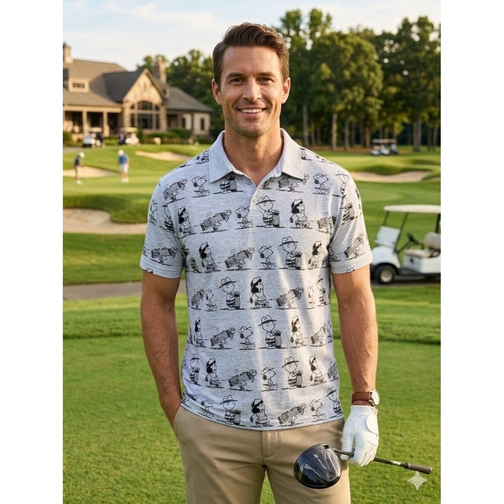 Peanuts Licensed Men's XXL Golf Polo Shirt Snoopy Charlie Brown Lucy Woodstock